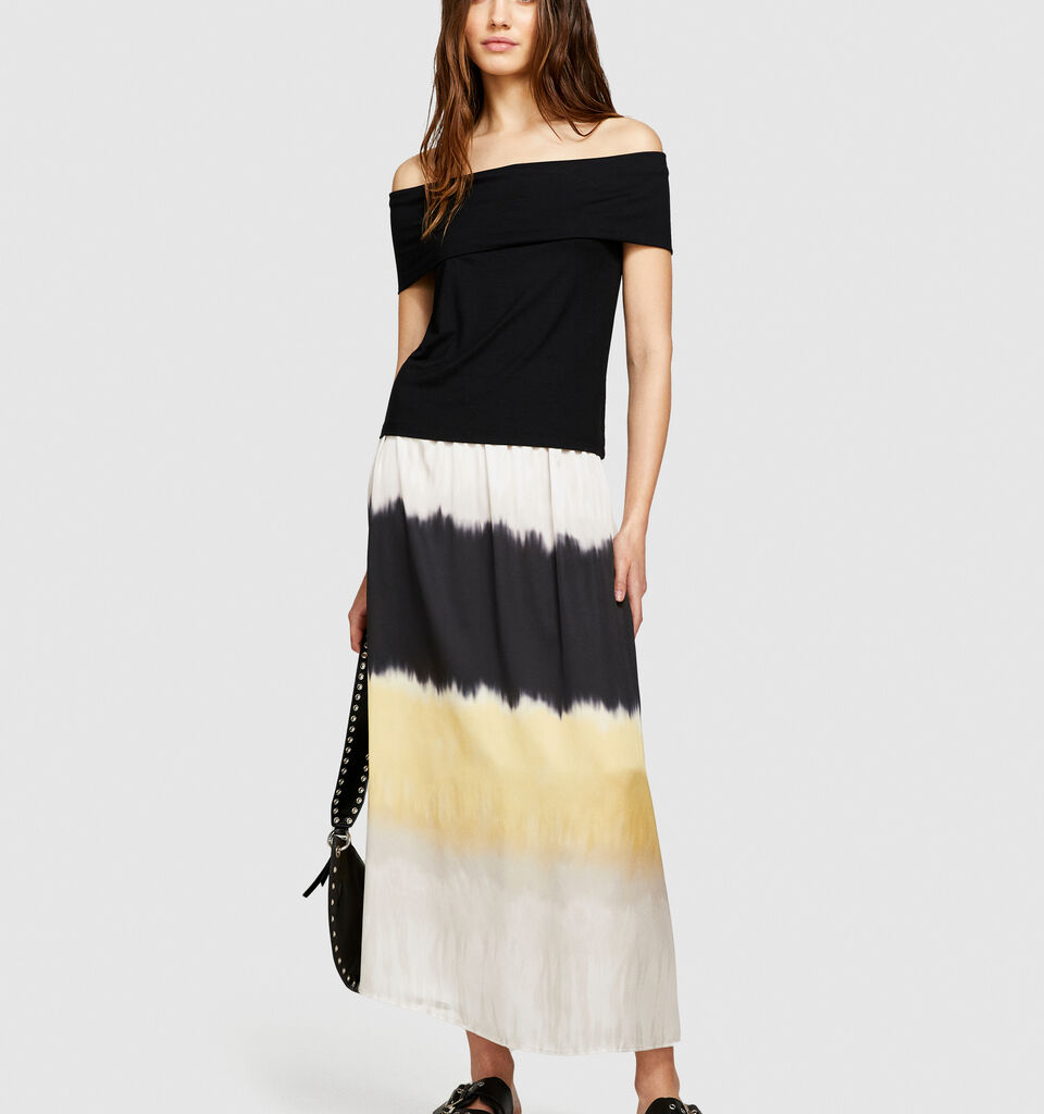 Bare shoulder t-shirt - women's short sleeve t-shirts - Black | Sisley image number 1